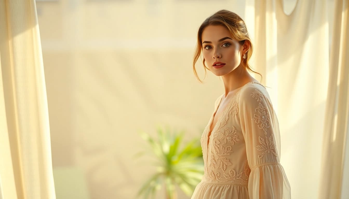Rivelle clothing collection elegantly presented with rich textures and soft lighting.