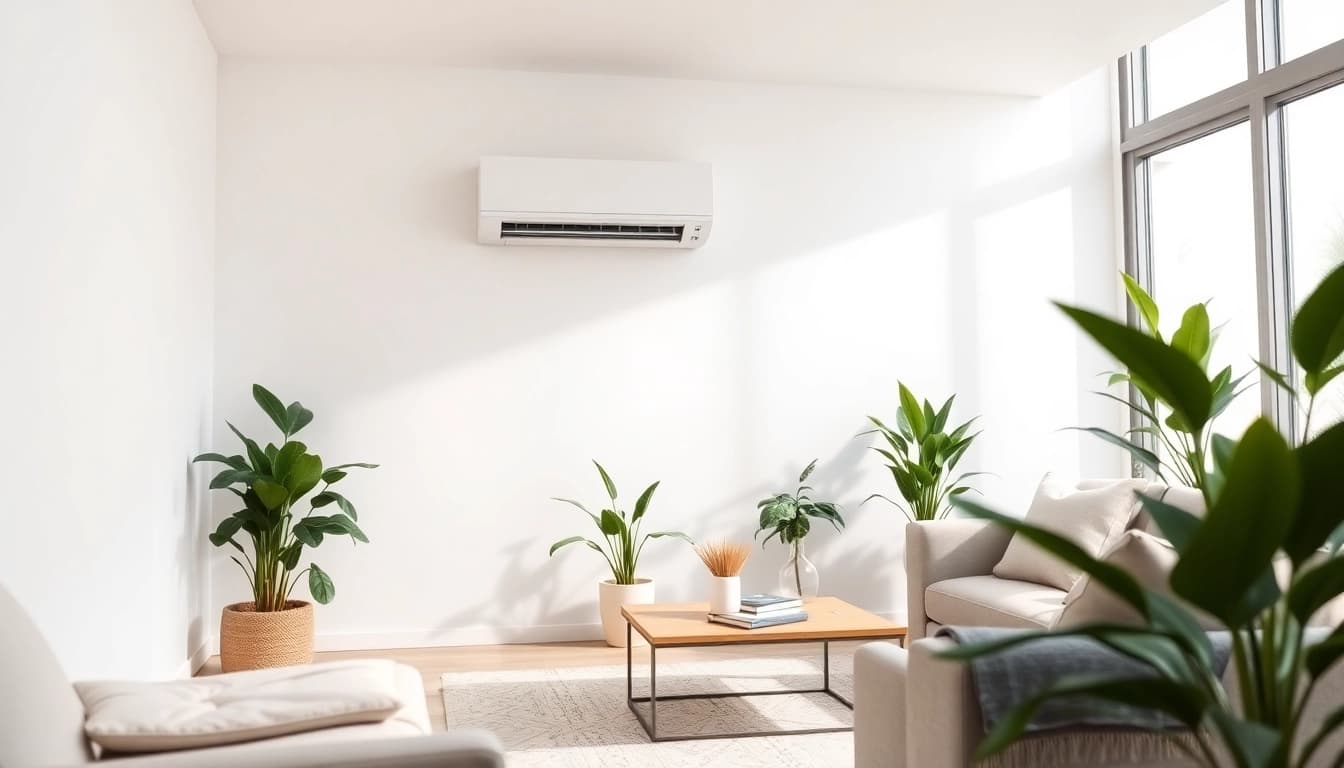 Install a mitsubishi mini split ac in a contemporary living room with sleek design.