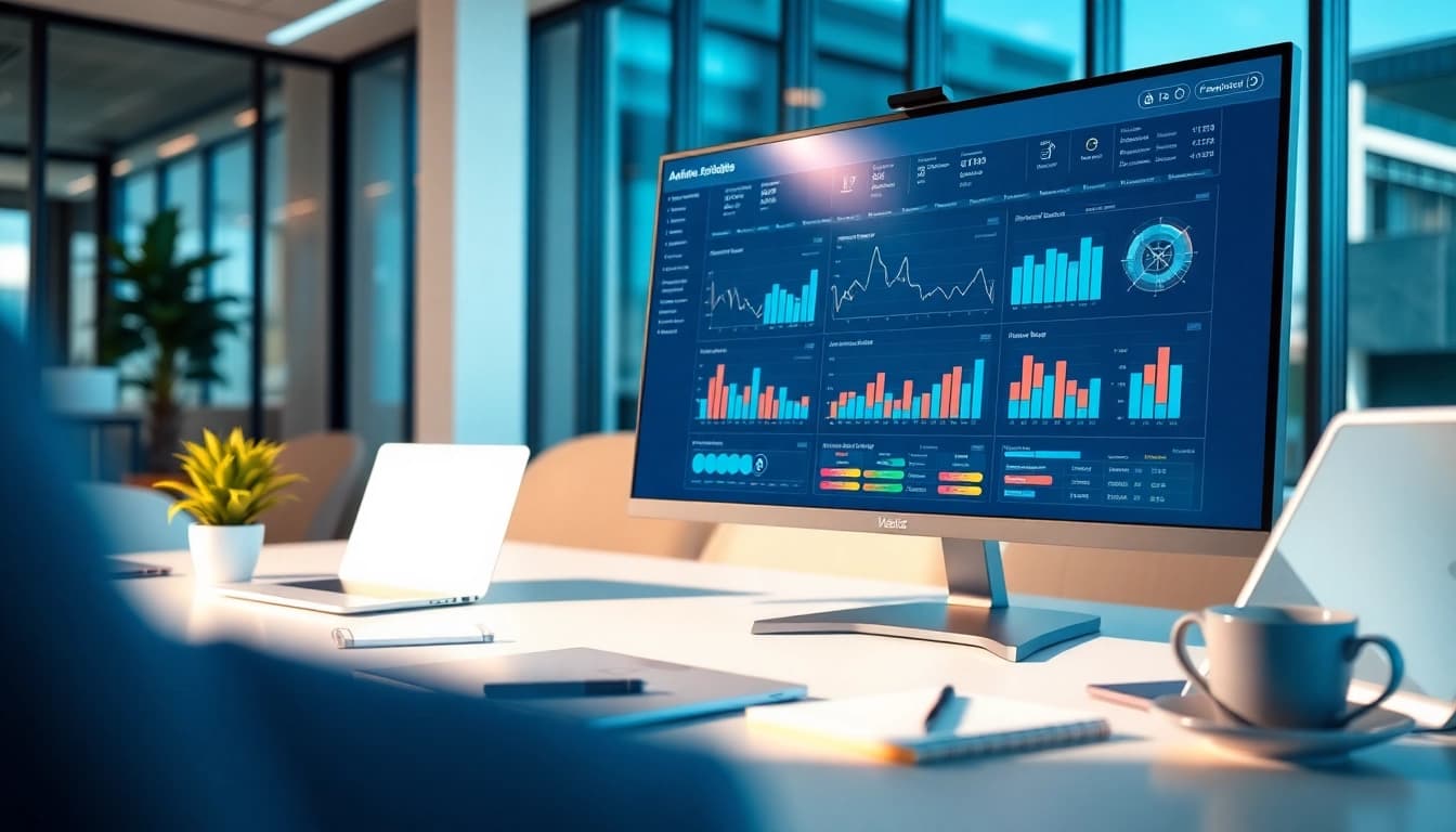 Optimize production with advanced planning and scheduling software displayed in a professional office.