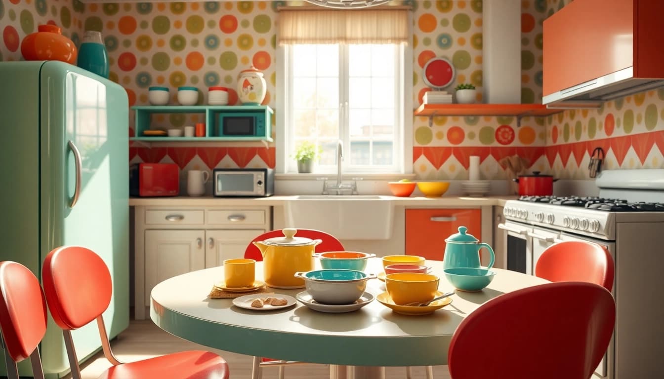 Capture vibrant retro appliances in a nostalgic kitchen setting with a mint green refrigerator and classic stove.
