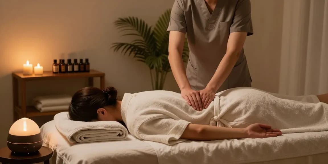 Experience 서울출장마사지 with soothing ambiance, therapist preparing room.