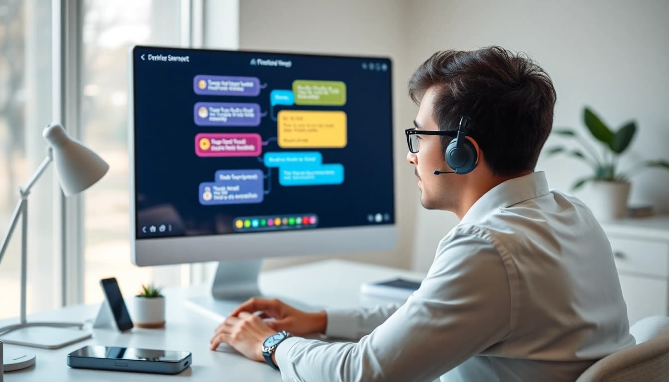 Engage in free ai chat with a modern chatbot interface in a professional workspace setting.