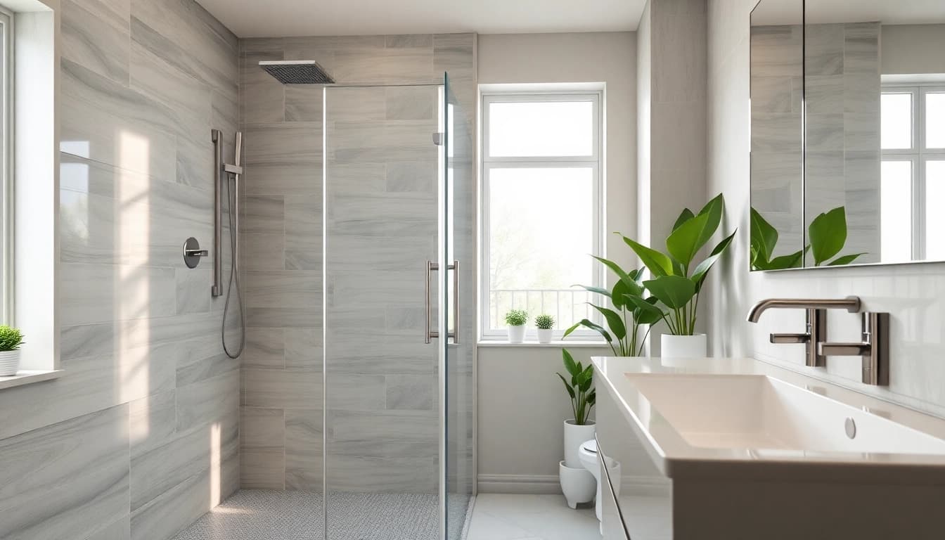 Experience elegant showers Australia in a modern, luxury bathroom with sleek designs and comforting lighting.