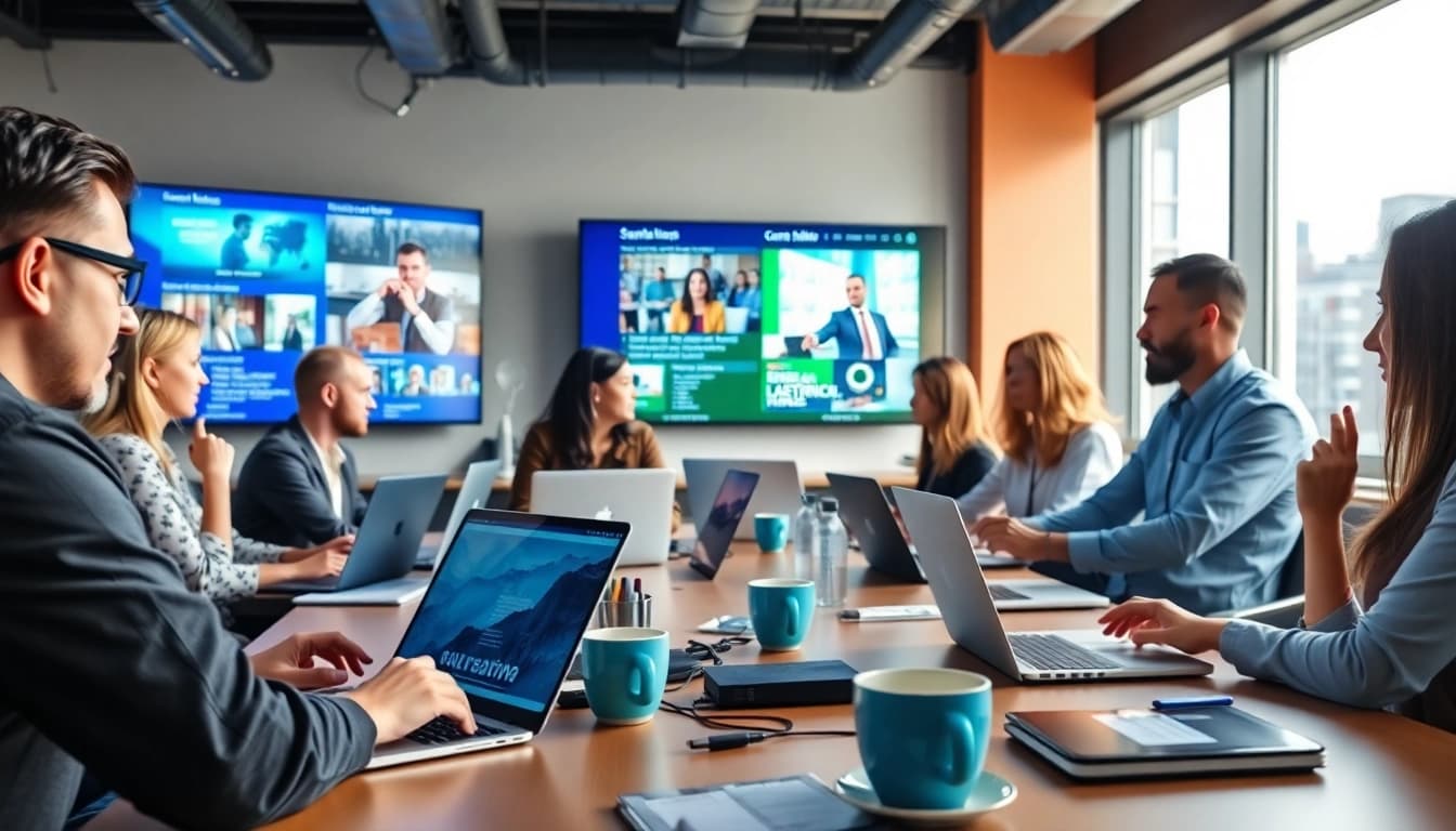 Experience seamless video translation with a dedicated team in a vibrant studio setting.