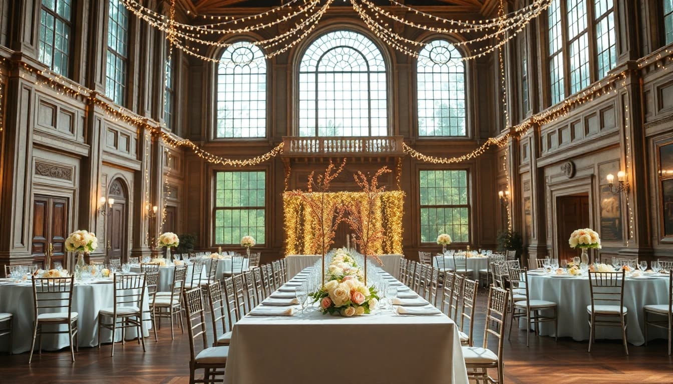 Stunning view of a Jacksonville Wedding Venue with elegant decor and enchanting lighting.