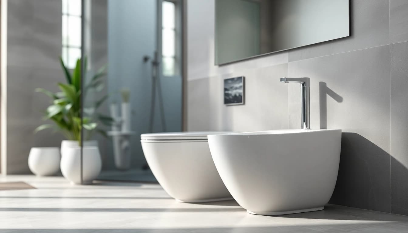 Il bidet elegante in un bagno moderno con design minimalista e superfici lucide.