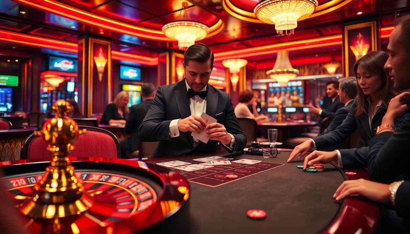 Experience shbet800 with players intensely focusing on high-stakes poker action in a glamorous casino.