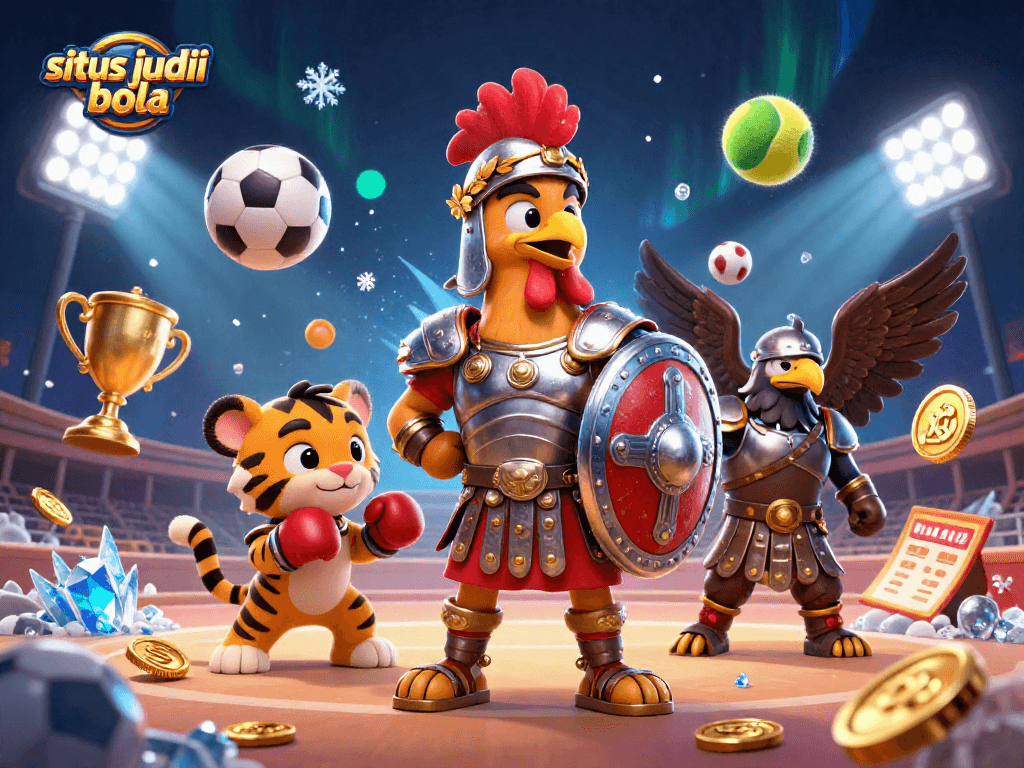 Engage in situs judi bola with thrilling sports betting in a dynamic arena scene.
