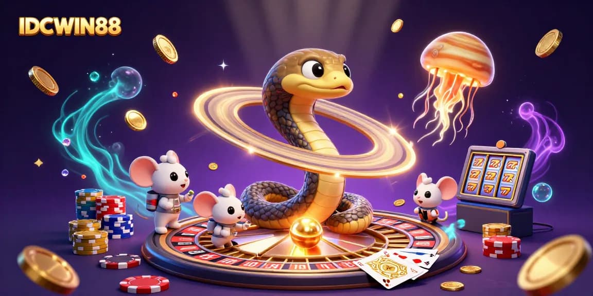 Experience excitement with IDCWIN88, as tiny astronaut mice bet on vibrant casino elements in a dynamic cosmic scene.