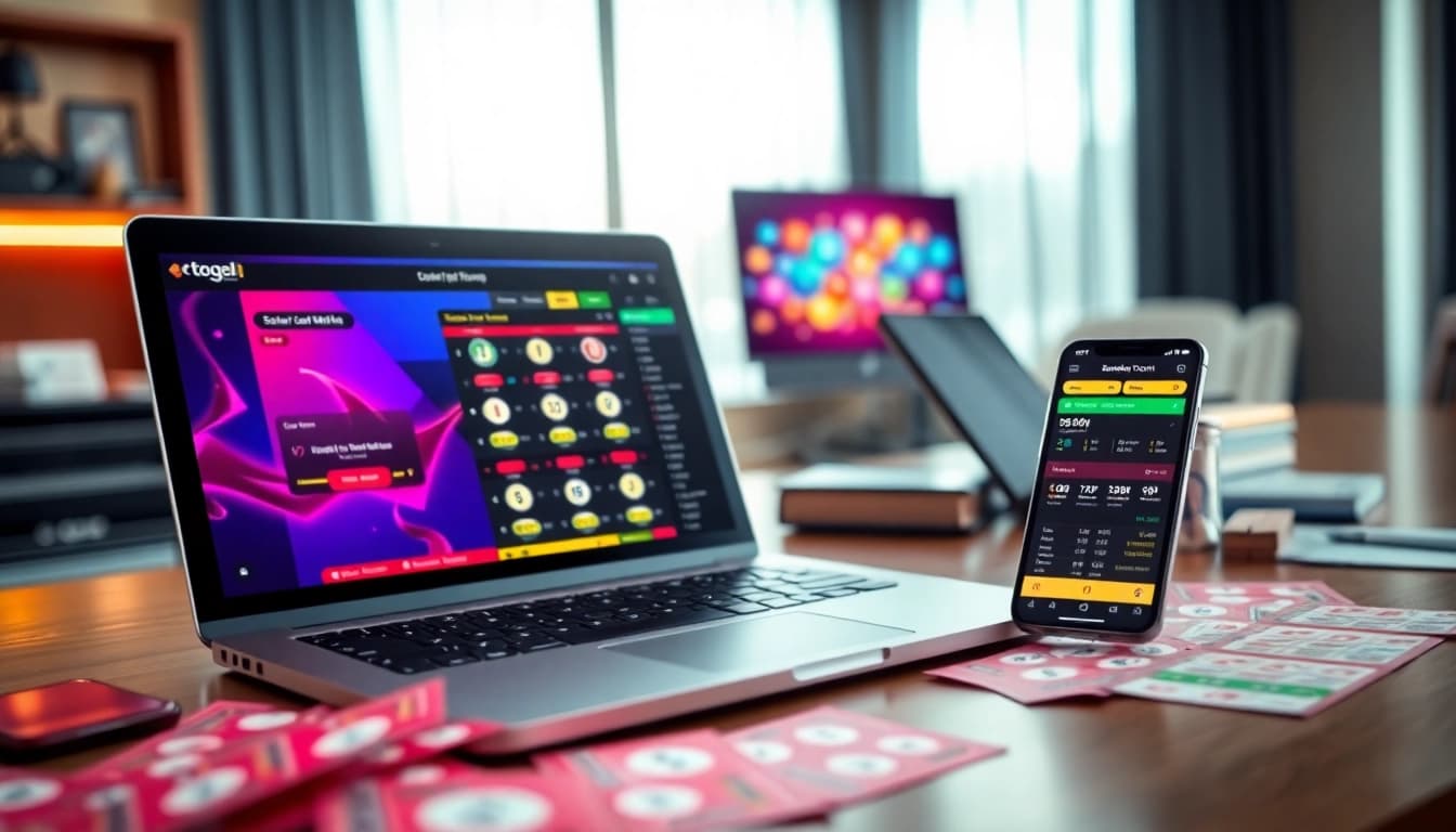 Menampilkan bandar togel resmi dengan antarmuka modern dan warna cerah dalam suasana digital yang mengundang.