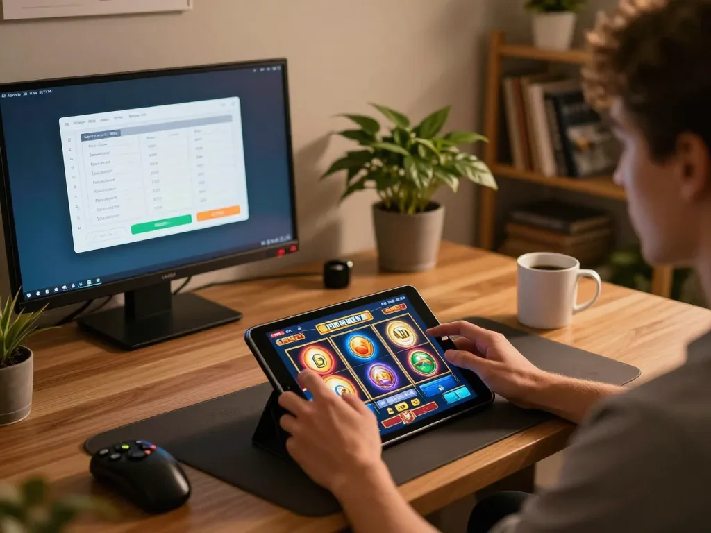Engaging in online slot games with สล็อตวอเลท, enhancing bankroll management and enjoyment in a cozy setting.