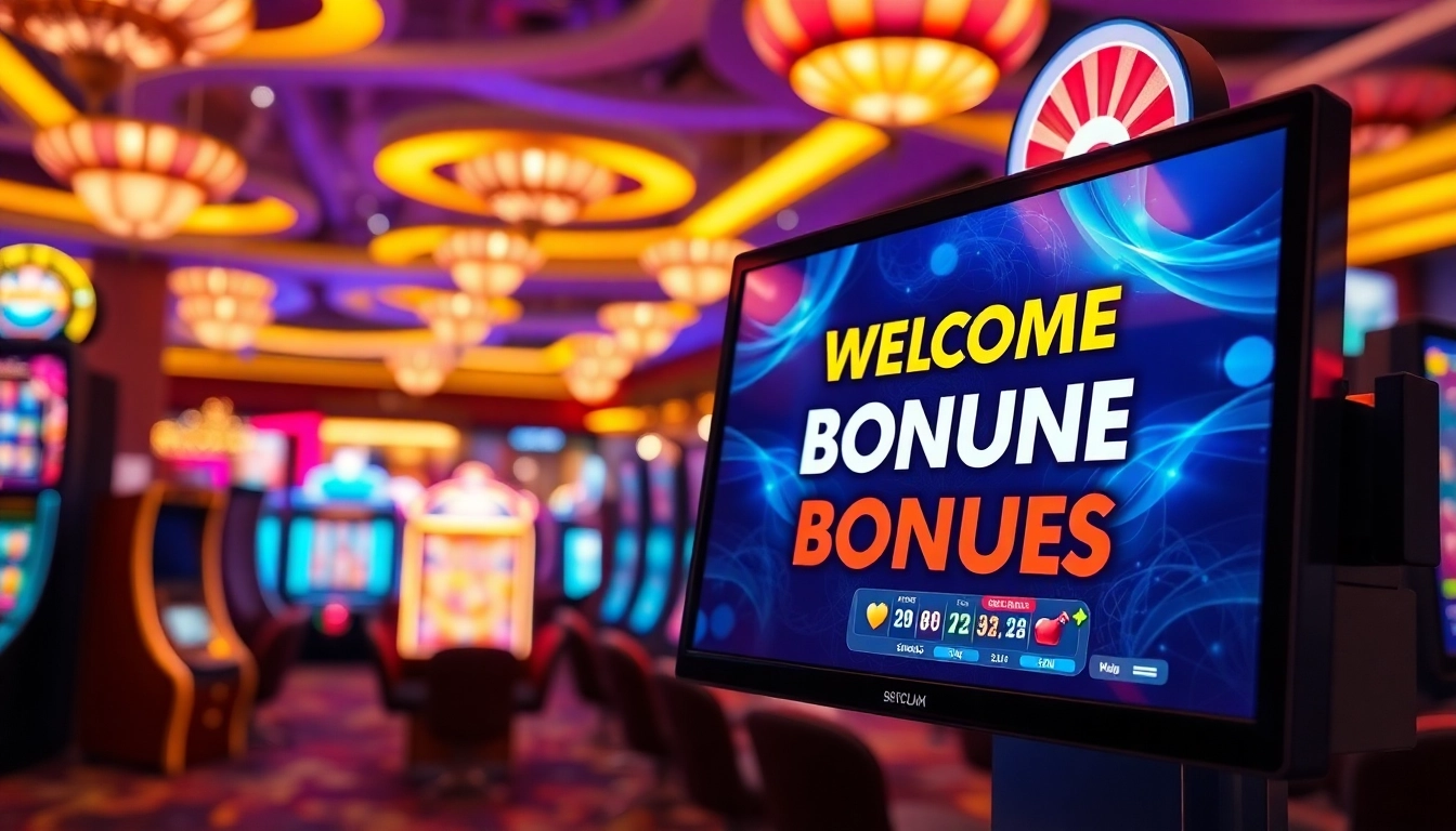 Engaging digital representation of welcome bonuses in an online casino environment.