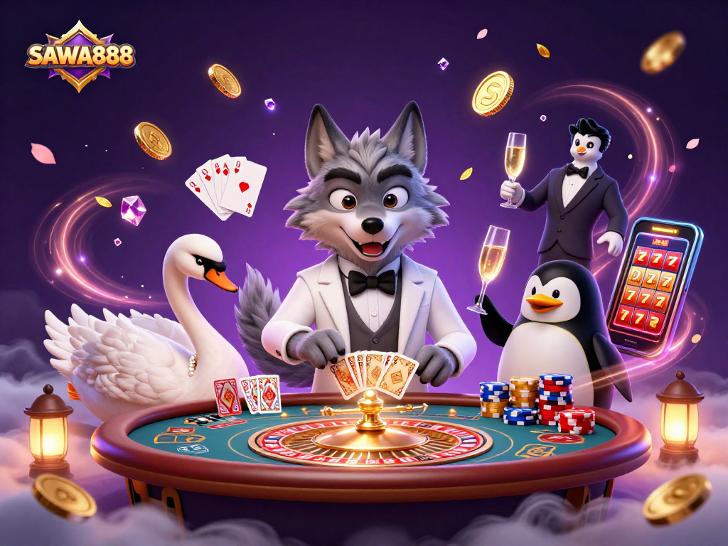 Engage with SAWA888 as the debonair wolf, elegant swan, and sophisticated penguin bring luxury to the casino scene.