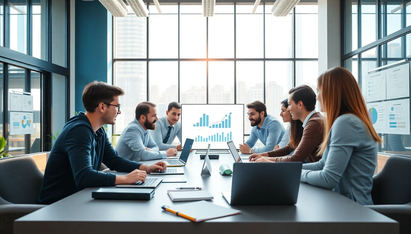 Strategische Beratung der GEO Agentur mit einem engagierten Team in modernem Büro.