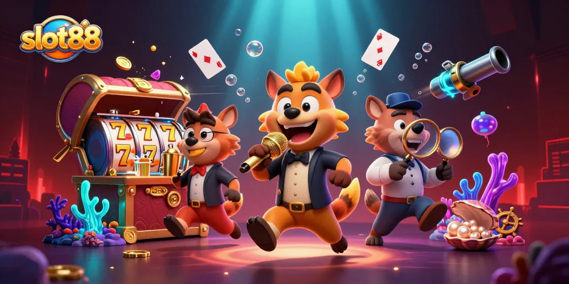 Gambarkan taruhan slot88 dengan hyena di klub kasino dan elemen permainan yang berwarna-warni.