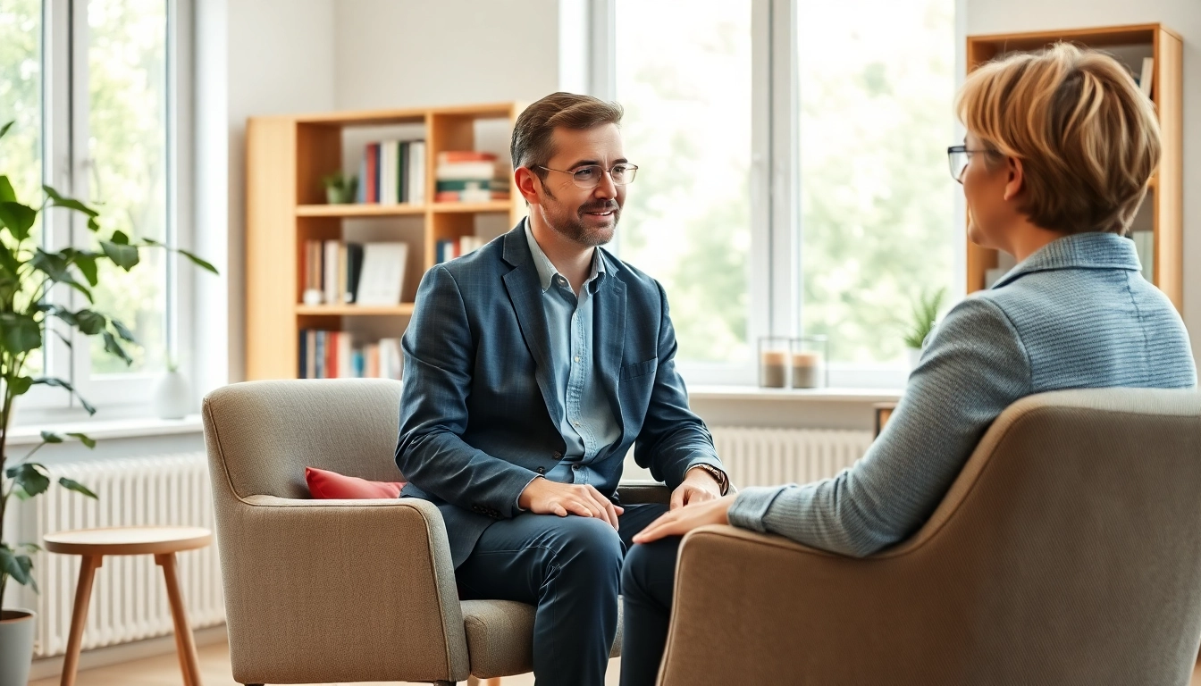 Engaging session with a German psychiatrist in India, showcasing a professional environment.