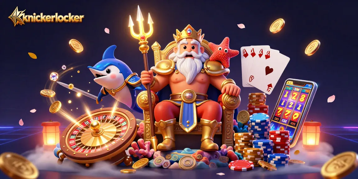 Win big at knickerlocker with a vibrant 3D illustration showcasing casino elements and excitement!