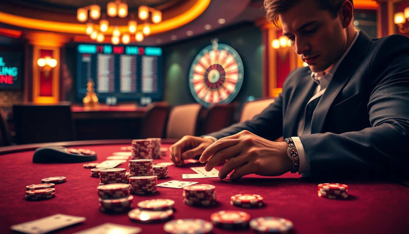 Luck8 engages players with an exciting poker scene featuring vibrant chips and cards.