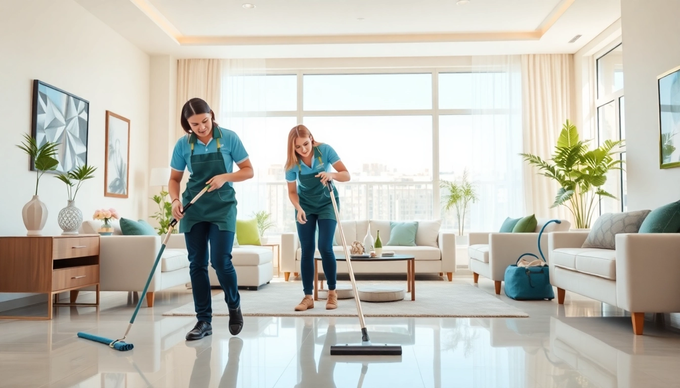 Cleaning Service team transforming a living room into a spotless environment with professionalism and attention to detail.
