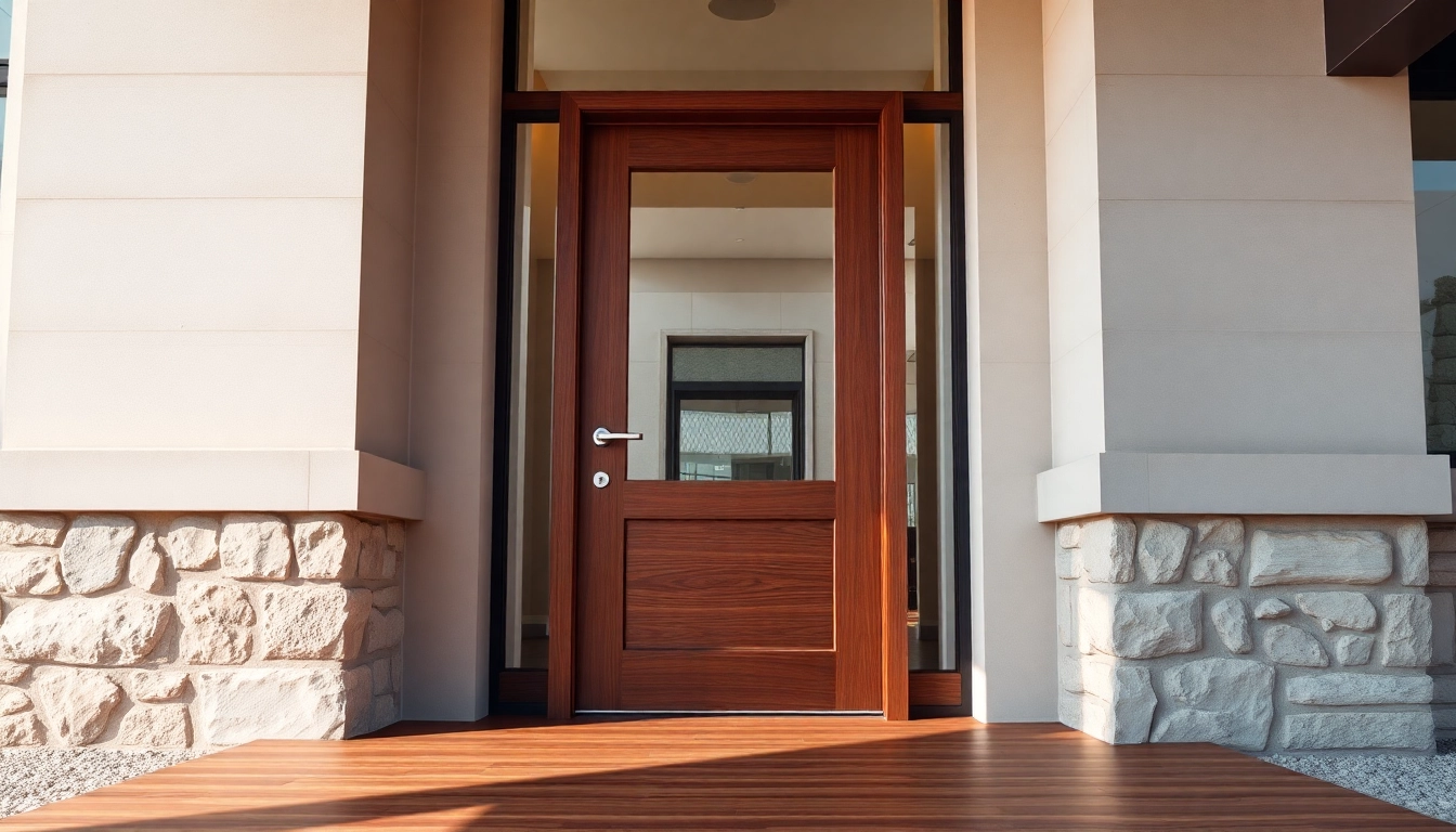 Enhance your entrance with a stylish single leaf swing door featuring glass paneling.