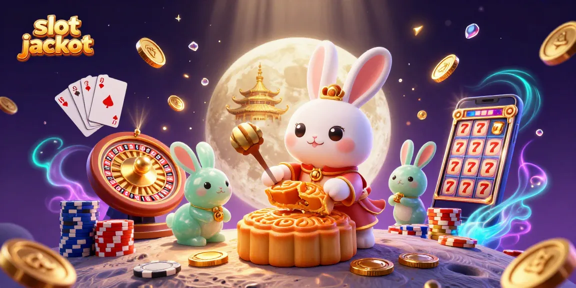 Experience the thrill of a slot jackpot with our captivating moon rabbit scene filled with casino elements.