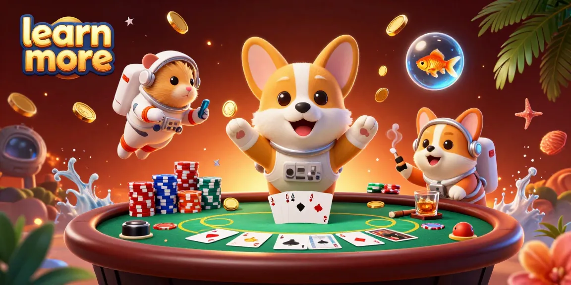 Learn more about winning poker strategies with a vibrant casino scene featuring playful characters.