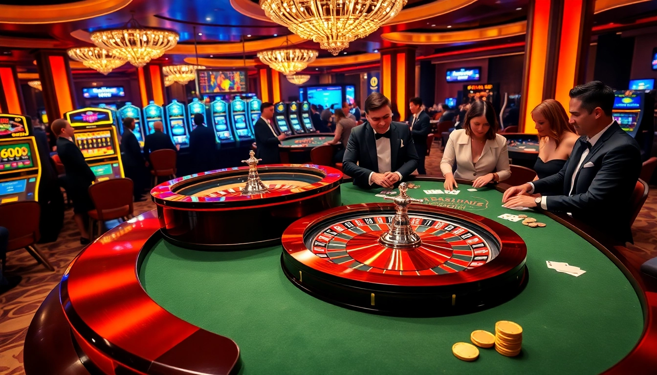 Engage in exhilarating games at https://rr88.wales/ with a vibrant casino scene showcasing roulette and poker.