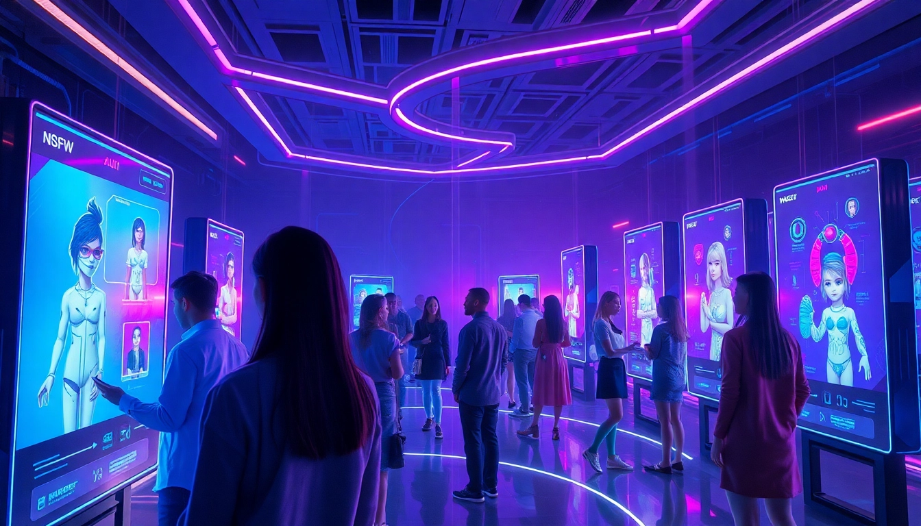 Dynamic interaction with NSFW AI technology in a futuristic scene