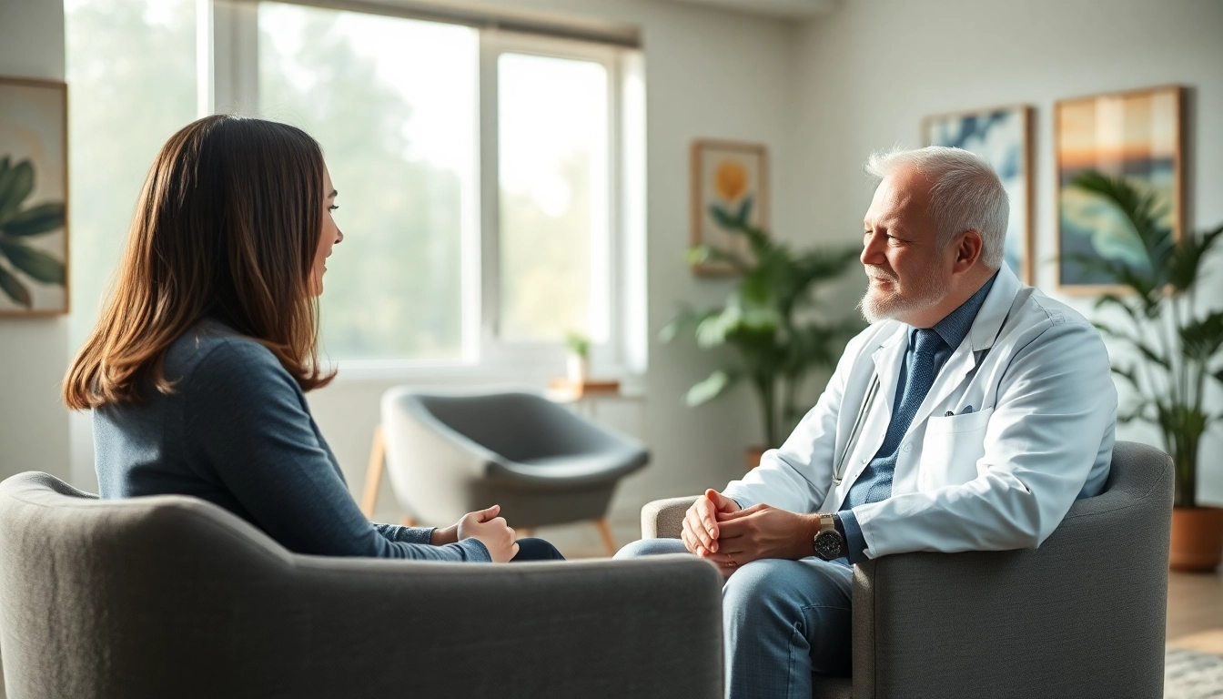 Engaged session with the best psychiatrist in dubai, highlighting professionalism in a serene office.