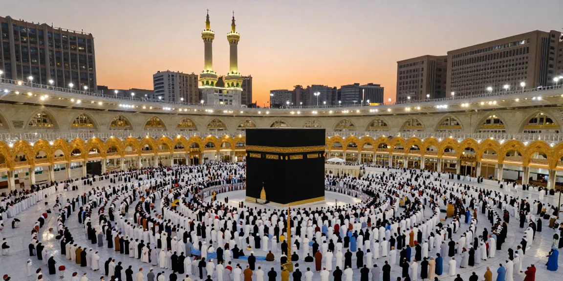 Umroh Itikaf experience during Ramadan at the Holy Kaaba, heartfelt pilgrimage atmosphere and vibrant spiritual tourism.