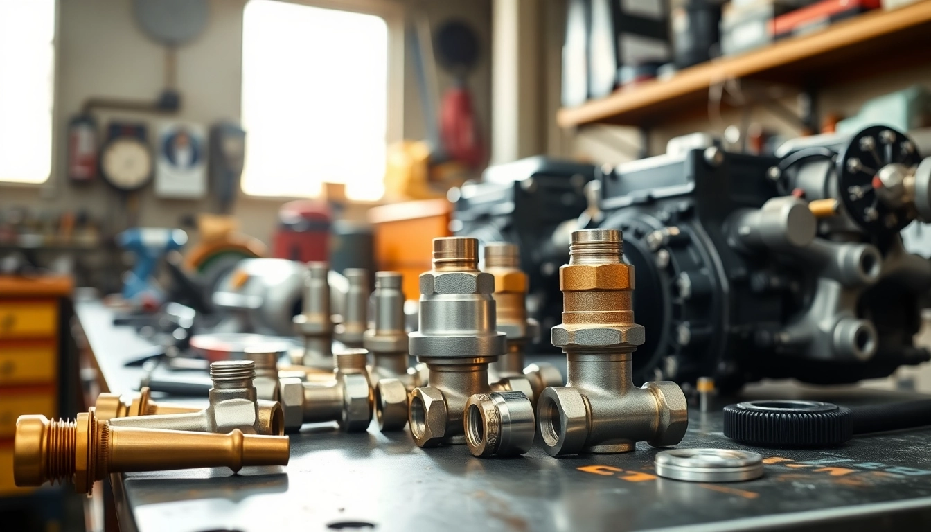 Showcase turbo oil feed fittings on a workbench with detailed textures and tools in the background.
