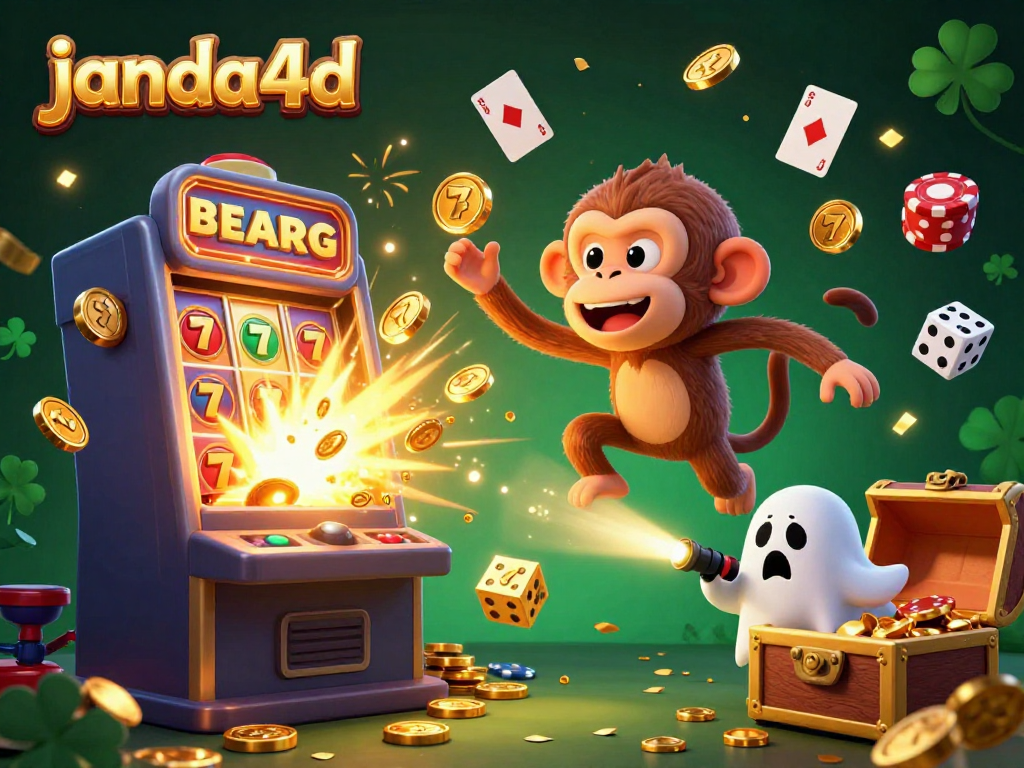 Experience thrilling jackpots with janda4d's captivating ghost-hunter scene in a haunted casino.