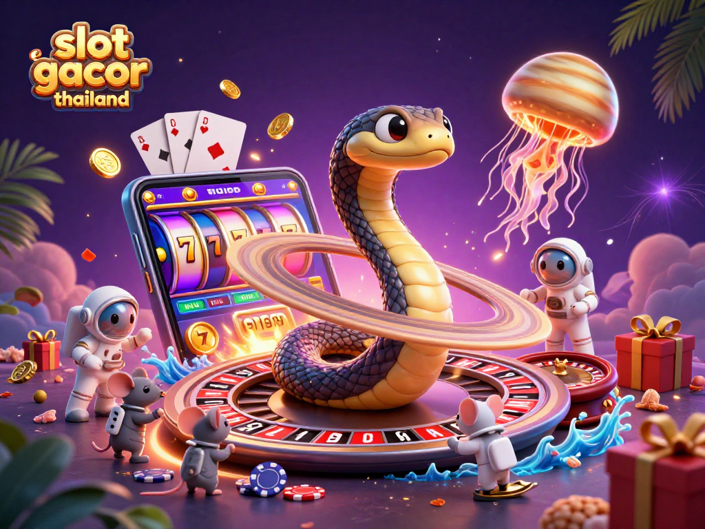 Engage with slot gacor thailand in a vibrant cosmic illustration of astrological gambling.