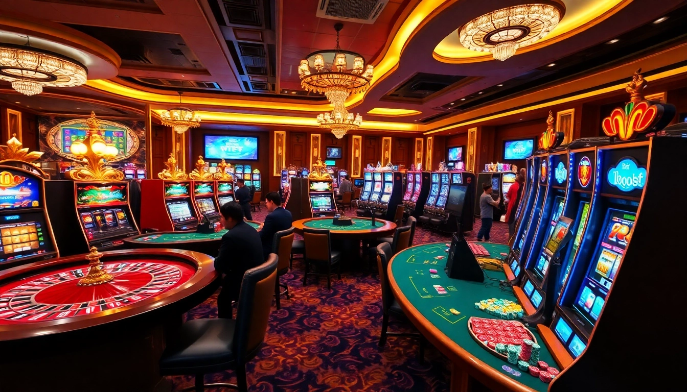 Experience the thrill of i9bet in a luxurious online casino setting with vibrant gaming action.