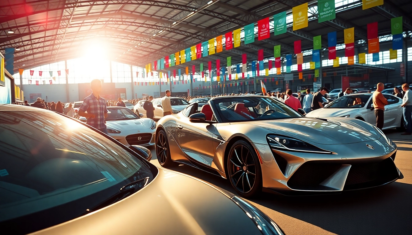 Attendees admiring stunning cars at an Auto Cars Show filled with excitement and engagement.