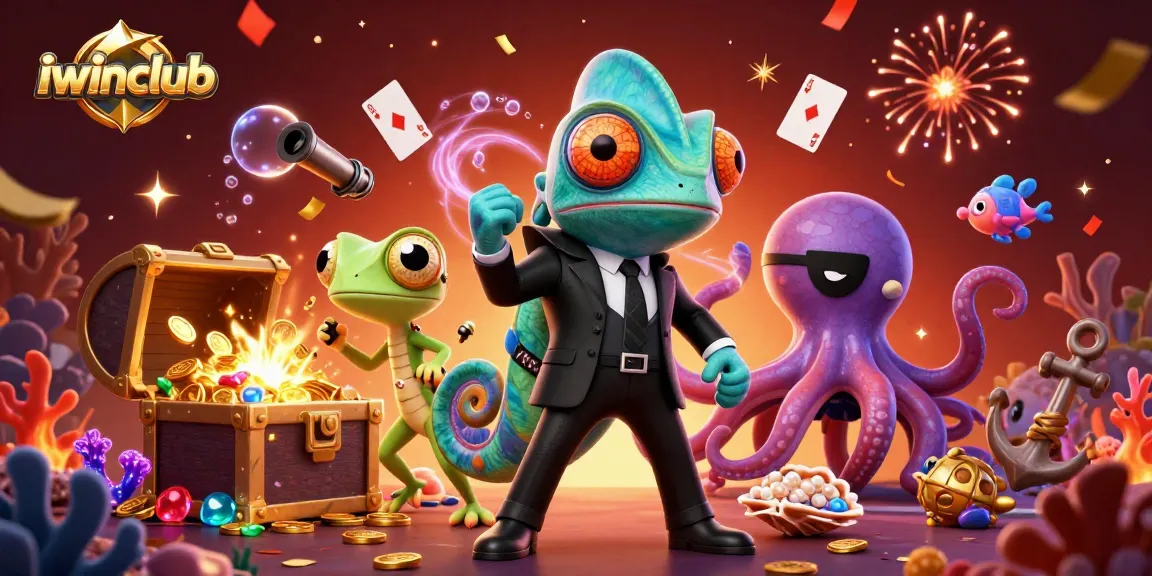 Engage with iwinclub's thrilling casino action captured in a vibrant underwater scene.