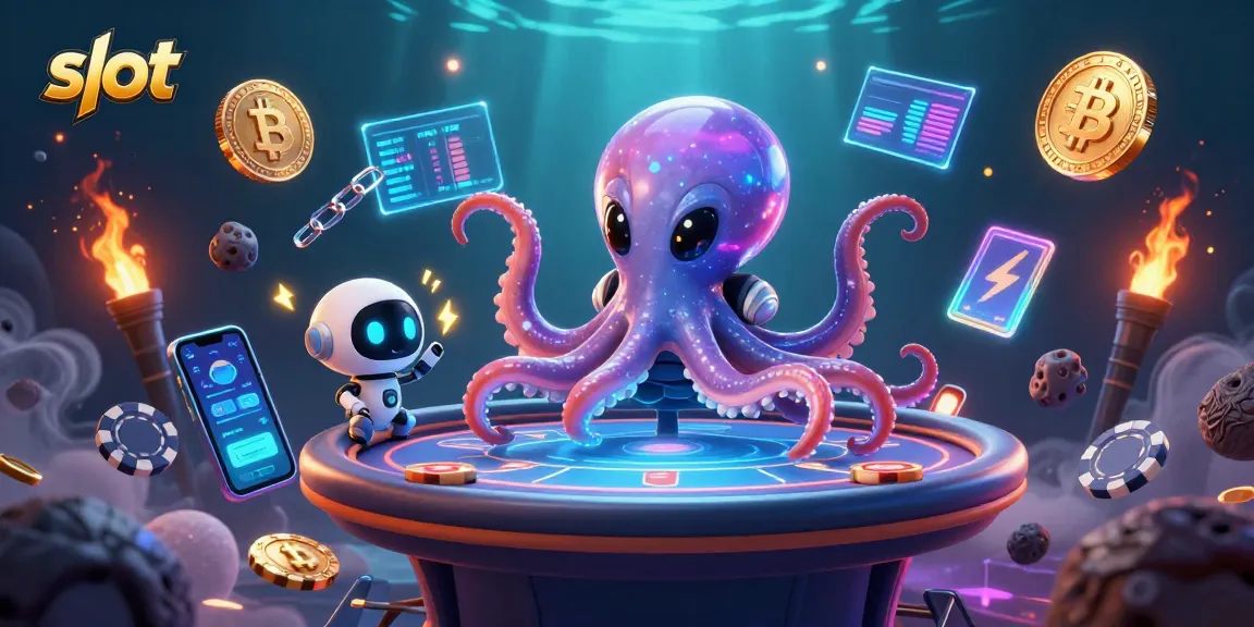 Engage with slot games in this dynamic 3D alien octopus scene, showcasing a colorful casino adventure.