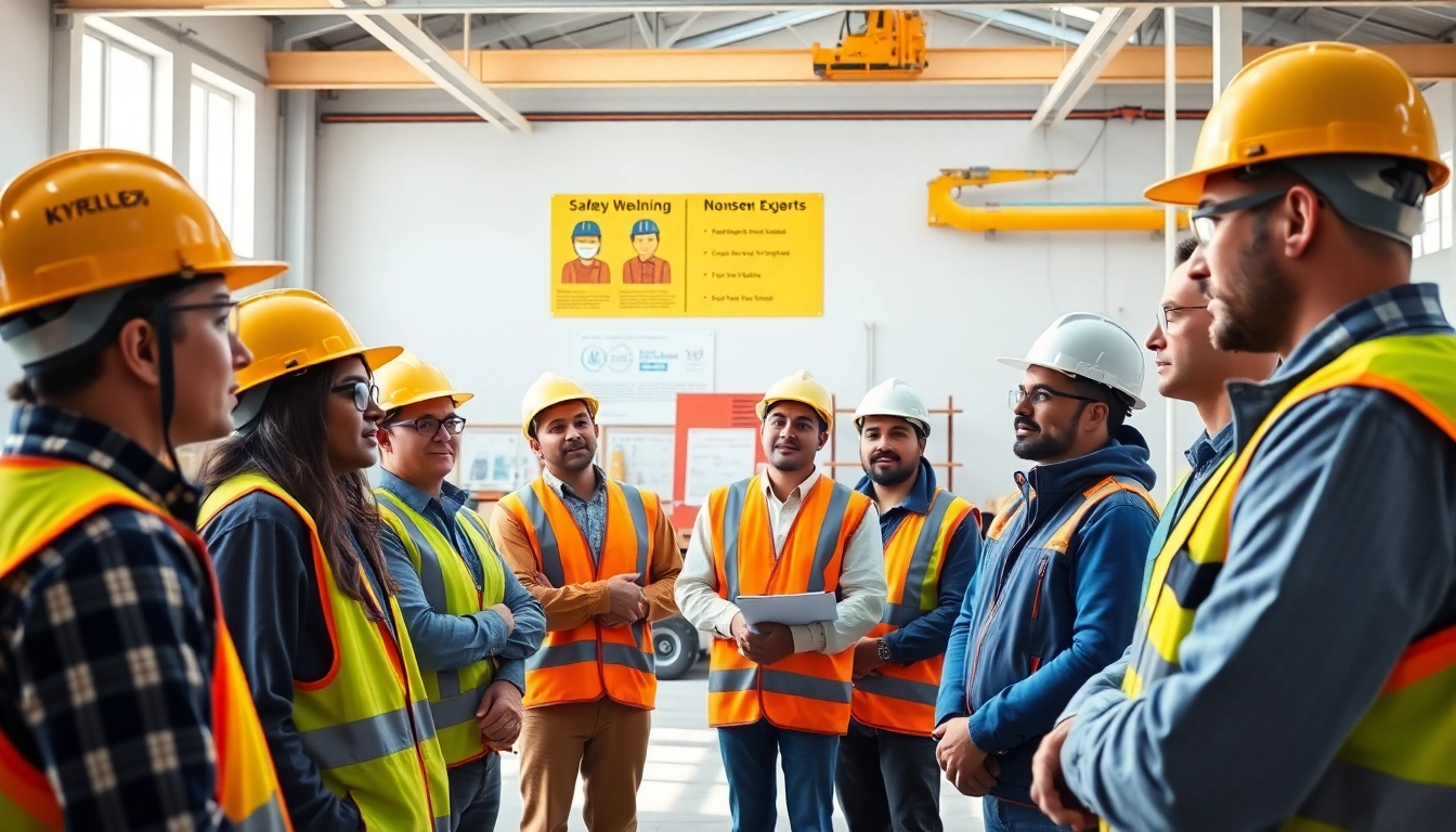 Engaging construction safety training session focusing on workers' safety practices.