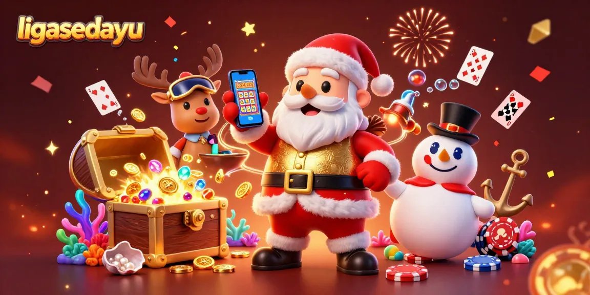Experience the thrill of ligasedayu casino games with Santa and friends celebrating jackpots!