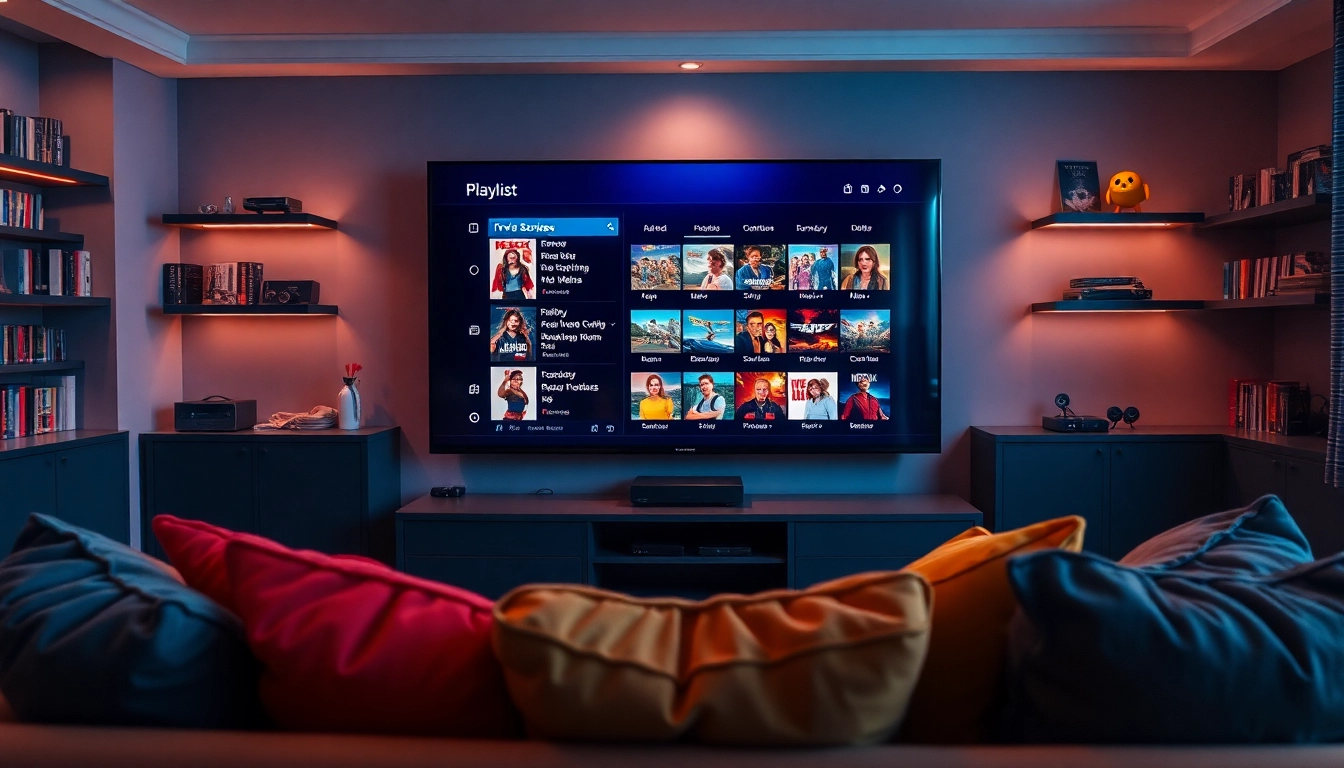 Watch TV series online free in a cozy media room with a flat-screen TV and inviting décor.