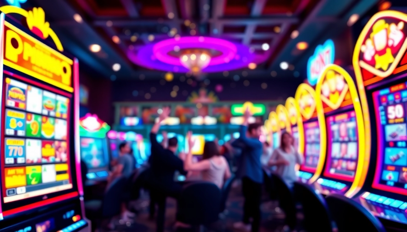 Menang besar dengan agen toto slot di kasino, menunjukkan kegembiraan dan mesin slot berkilau.