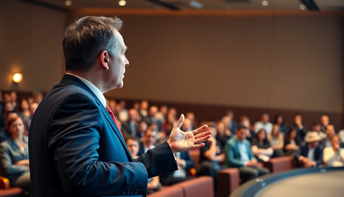 Engaging Public Speaking Training session led by a confident speaker.