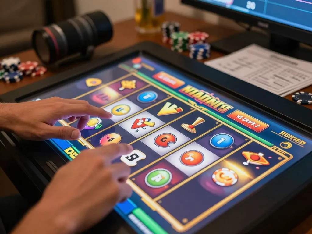 Engage in exciting slot online gameplay as a player spins the reels in a digital casino