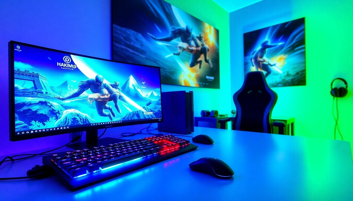 Menampilkan gameplay hakim4d alternatif game dalam pengaturan gaming modern dan energik.