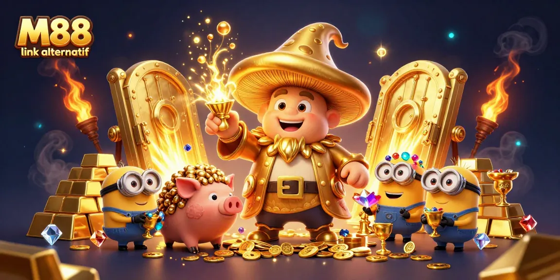 Bet on treasures with M88 link alternatif featuring a magical wizard and treasures.