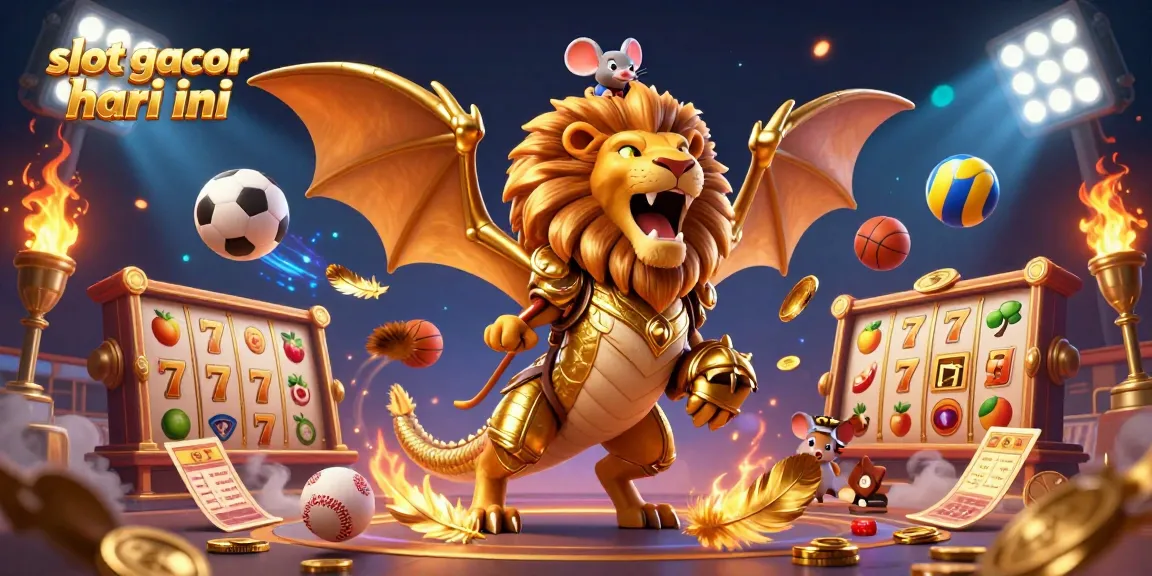 Play thrilling slot gacor hari ini with golden motifs and vibrant 3D action in this dynamic casino scene.