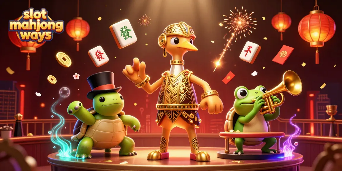 Experience slots with slot mahjong ways in a vibrant, detailed 3D illustration featuring engaging characters.