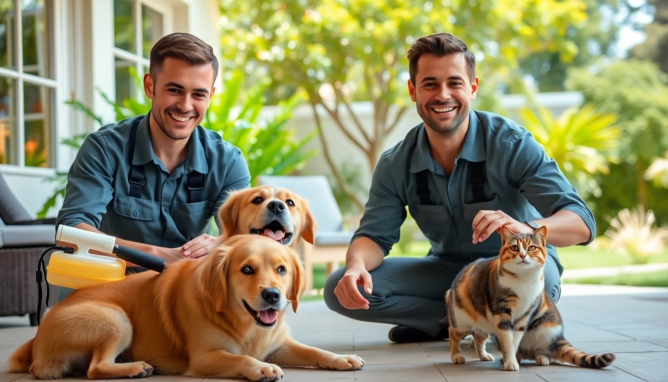 Engaging pet safe pest control approach in a home with happy pets.