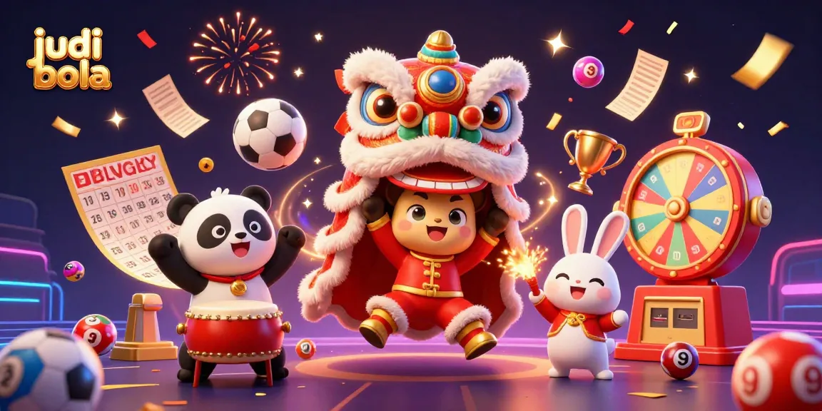 Bet on judi bola with a vibrant illustration featuring cute characters and dynamic sports elements.