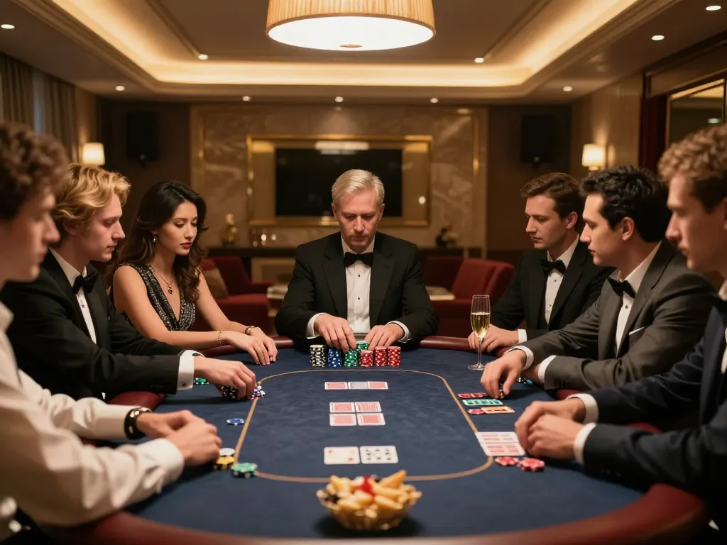 Engaging poker game scene illustrating strategies shared among players on hidden wiki 2026 links.
